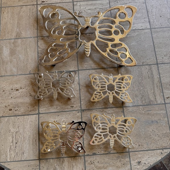 Leonard Silver MFG Company, Inc. Other - Leonard Trivet Set Butterfly SilverPlated Hot Plate Coasters Vintage Cottagecore